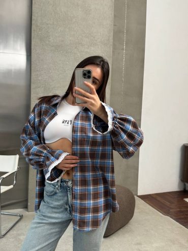 Сорочка в клітинку фланель з мереживом 424 купити photo 2026 03 03 18 33 32