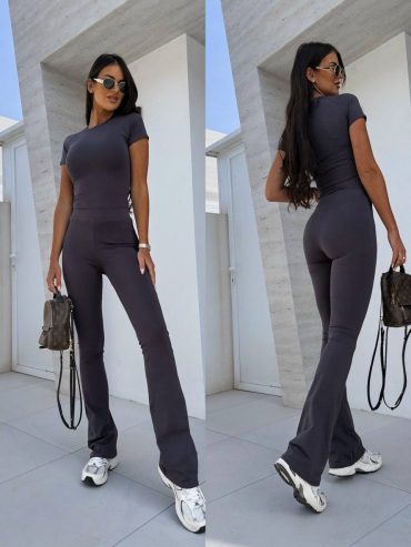 Брючний костюм мікродайвінг футболка лосини кльош низ 2080 купити photo 2026 02 06 11 53 52