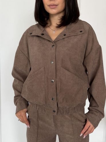 Вельветовий стрейч костюм бомбер летюча миша накладні кишені прямі брюки 385 купити photo 2026 02 10 10 57 56