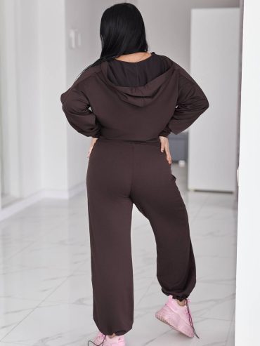 Трикотажний костюм casual athleisure штани баггі укорочена кофта рельєфні шви 953 купити photo 2026 02 10 21 39 07