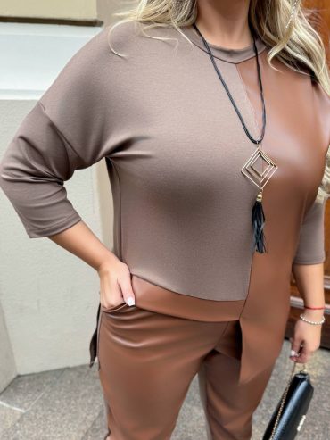 Костюм тркиоатжний брючний з екошкірою кулон 091 купити photo 2026 02 12 10 51 22