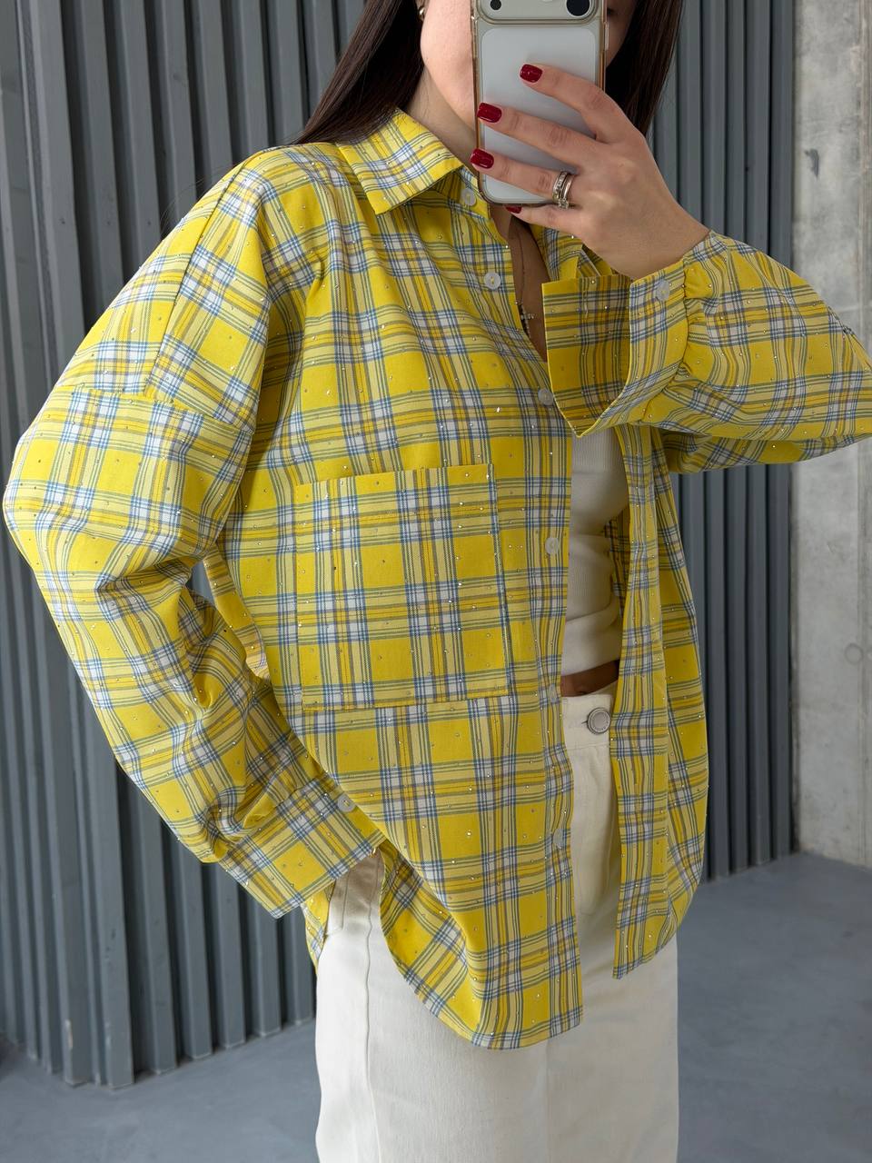 Сорочка в клітинку зі стразами 815 купити photo 2026 03 27 11 53 58