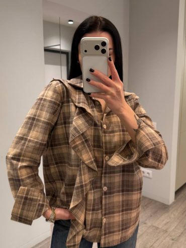 Сорочка фланель клітинка акцентний рюш 1307 купити photo 2026 03 01 21 21 53