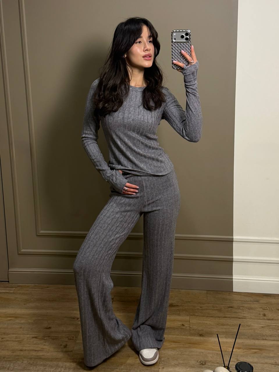 Костюм лонг з вирізами для пальця штани до низу кльош ангора косичка 151 купити photo 2026 03 01 21 24 43