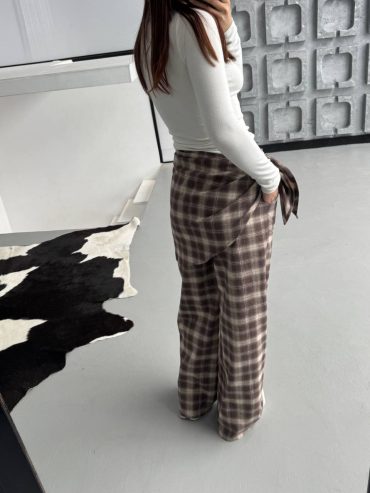 Шоколадні штани в клітинку фланель баска 435 купити photo 2026 03 02 11 29 38