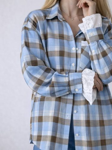 Сорочка фланель клітинка з мереживом 817 купити photo 2026 03 04 17 15 56 2
