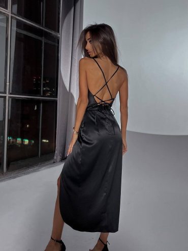 Сукня софт розріз шнурівка спинка на бретельках міді 082 купити photo 2026 03 10 14 22 14