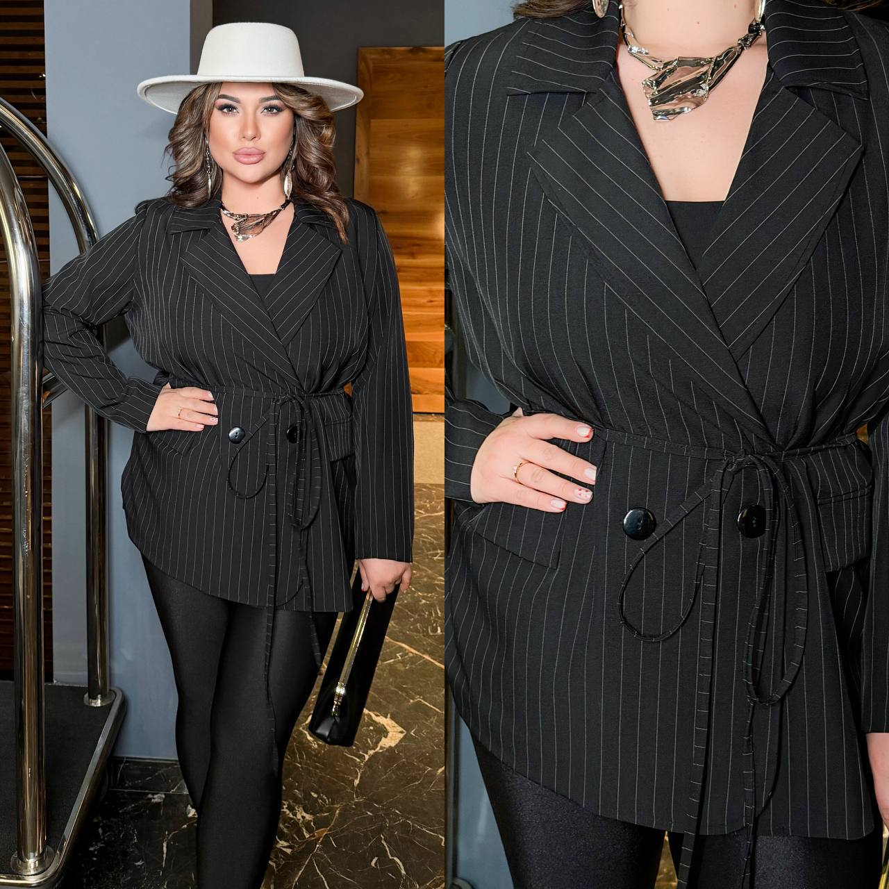 Піджак на підкладі смужка 2 гудзики пояс 5517 купити photo 2026 03 20 10 45 37