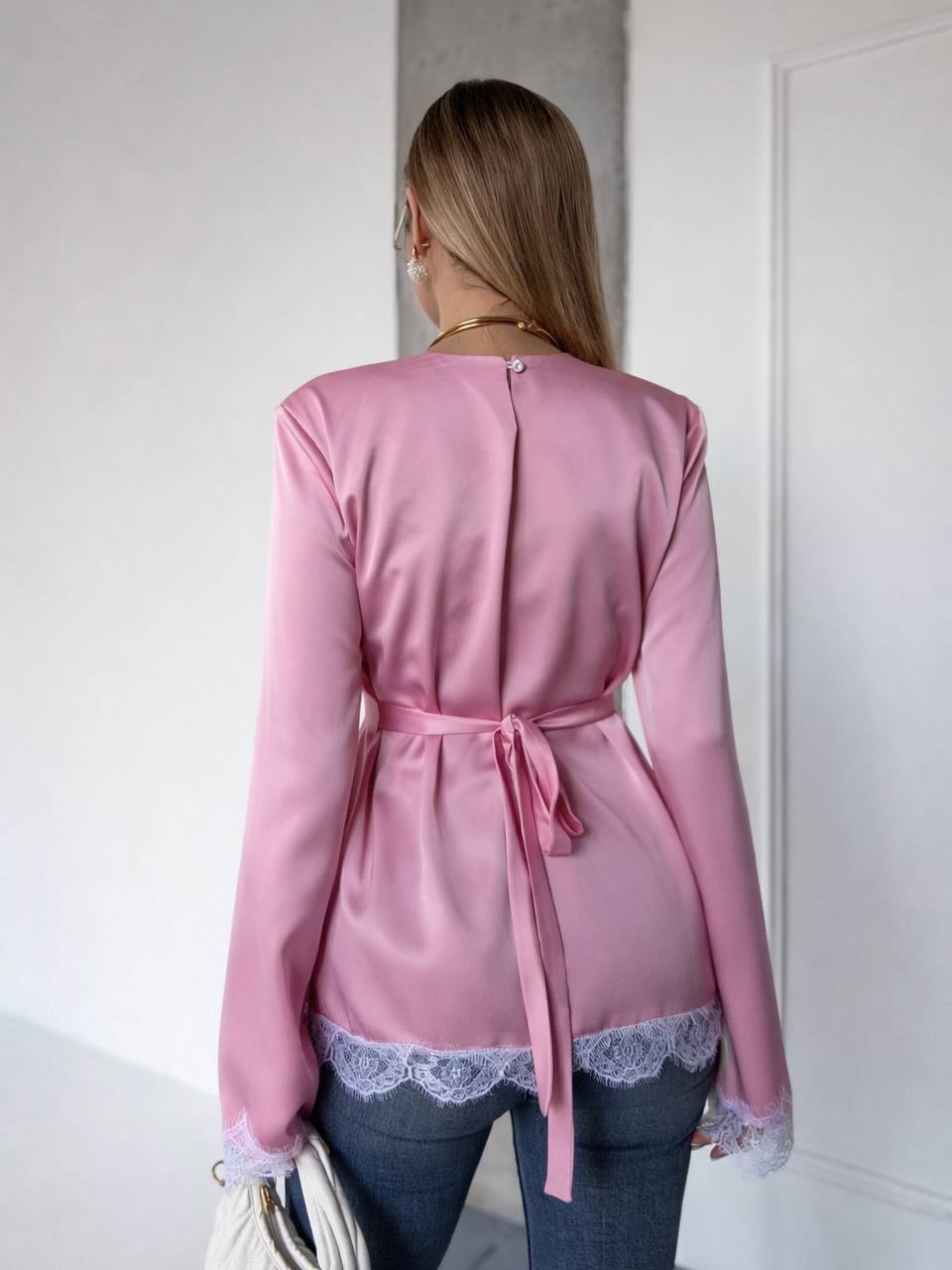 Шовкова блуза з плечиками мереживо 1726 купити photo 2026 03 24 18 30 39