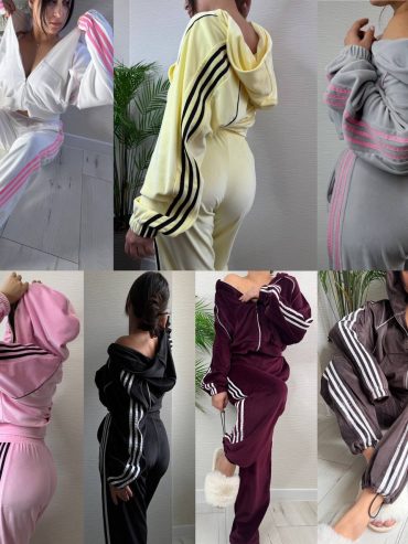 Плюшевий велюровий костюм лампаси подвійний капюшон фіксатори 792 купити photo 2026 03 24 18 52 32