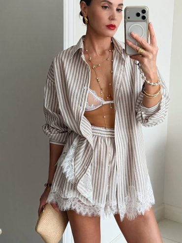 Костюм льон смужка сорочка шорти мережива а751 купити photo 2026 03 26 15 52 47