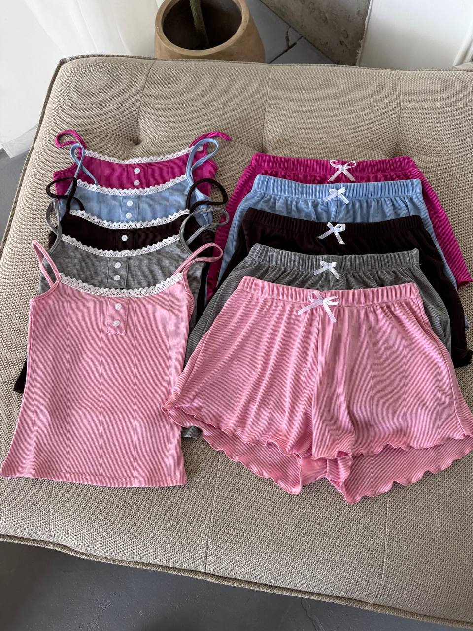 Домашній костюм піжама шорти майка в рубчик 1727 купити photo 2026 04 08 13 31 59