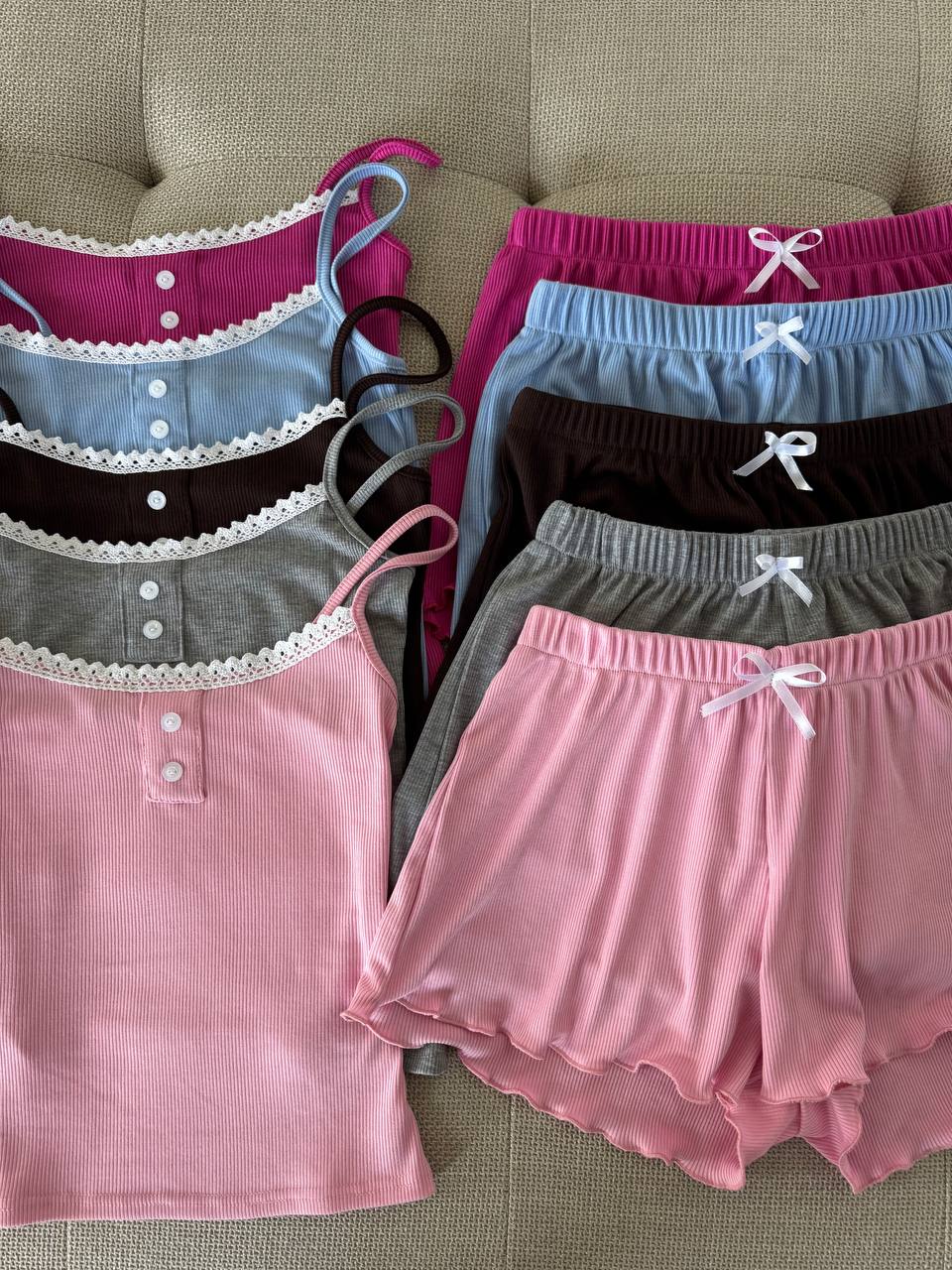 Домашній костюм піжама шорти майка в рубчик 1727 купити photo 2026 04 08 13 32 01