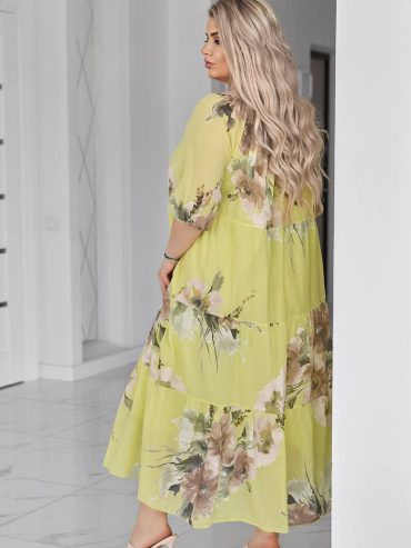 Невагома бавовняна сукня з акварельним квітковим принтом багатоярусний крій 2050 купити photo 2026 04 09 09 29 48